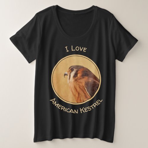 American Kestrel Painting _ Original Bird Art Plus Size T_Shirt