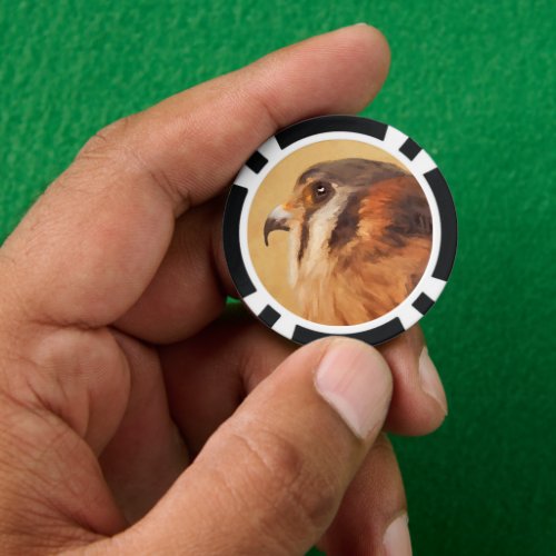 American Kestrel Painting _ Original Bird Art Poker Chips