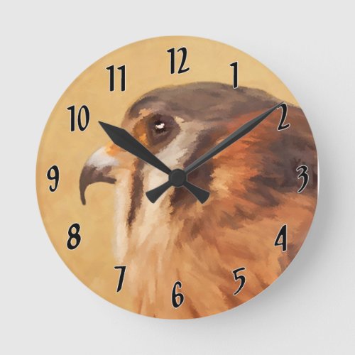 American Kestrel Painting _ Original Bird Art Round Clock