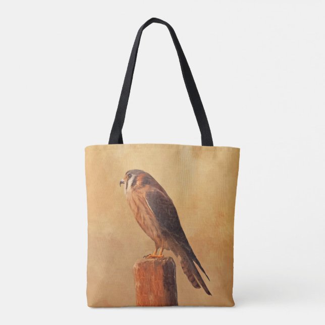 American Kestrel Painting - Original Bird Art Tote Bag (Back)