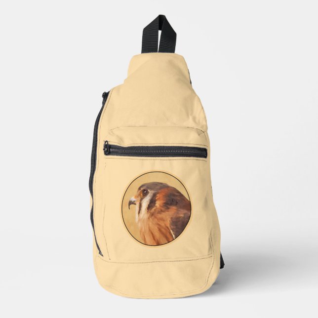 American Kestrel Painting Original Wild Bird Art Sling Bag (Front)