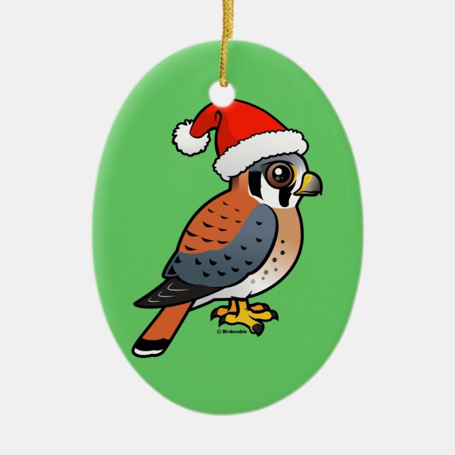 American Kestrel Santa Ceramic Ornament (Front)