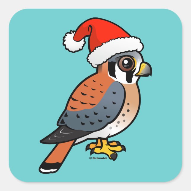 American Kestrel Santa Square Sticker (Front)