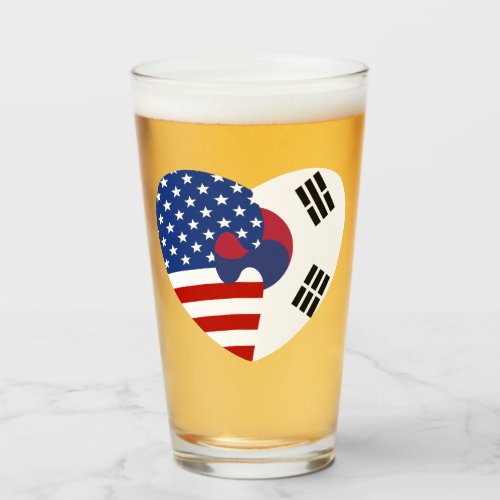 American Korean Flag Heart  Glass