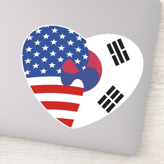 American Korean Flag Heart  Sticker (Detail)