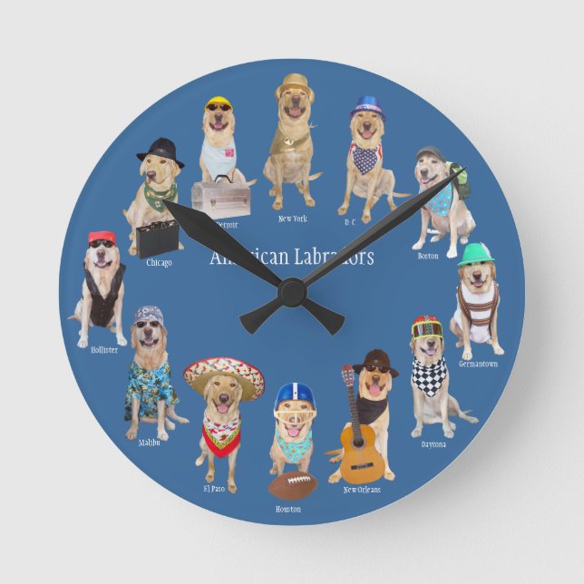 American Labradors Round Clock (Front)