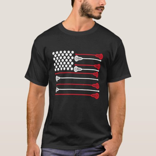 American Lacross Sport Usa Flag 4th Of July T_Shirt