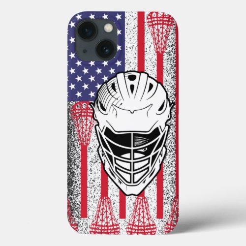 American lacrosse lax flag boys and girls player iPhone 13 case