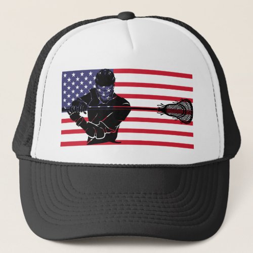 American Lacrosse unlimited lax Player  USA  flag Trucker Hat