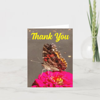 American Lady Butterfly on Zinnia Thank You Card