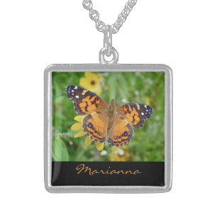 American Lady Butterfly Sterling Silver Necklace