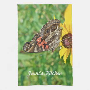 American Lady Butterfly - Vanessa virginiensis Kitchen Towel