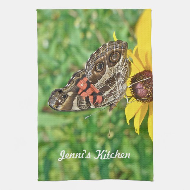American Lady Butterfly - Vanessa virginiensis Kitchen Towel (Vertical)