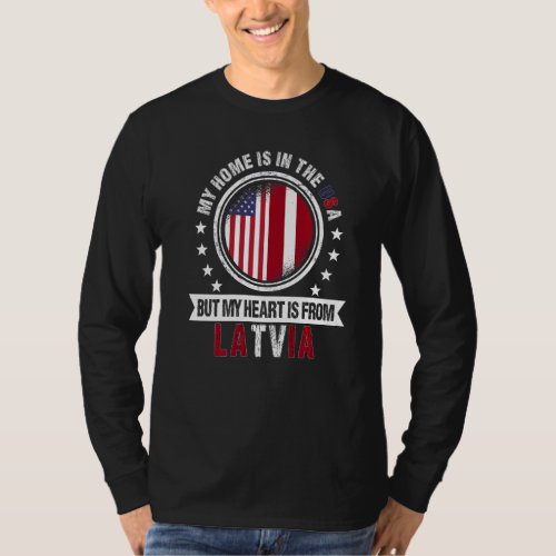 American Latvian Flag Heart from Latvia American P T_Shirt