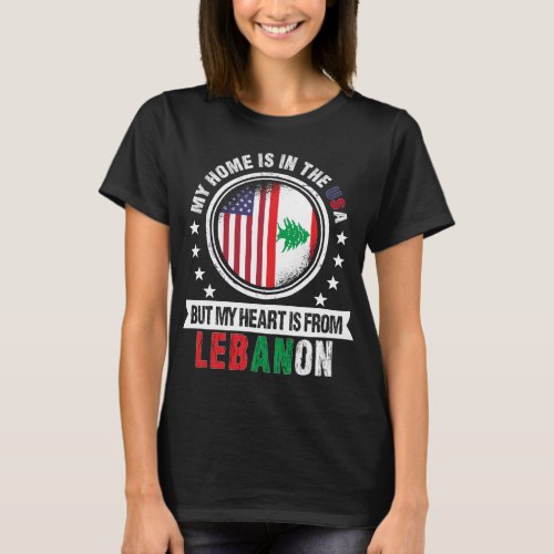 American Lebanese Flag Heart from Lebanon Patriot T_Shirt