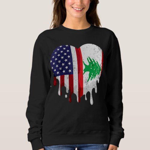 American Lebanese Heritage Month Lebanon Flag Hear Sweatshirt