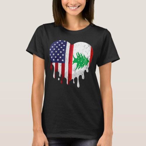 American Lebanese Heritage Month Lebanon Flag Hear T_Shirt