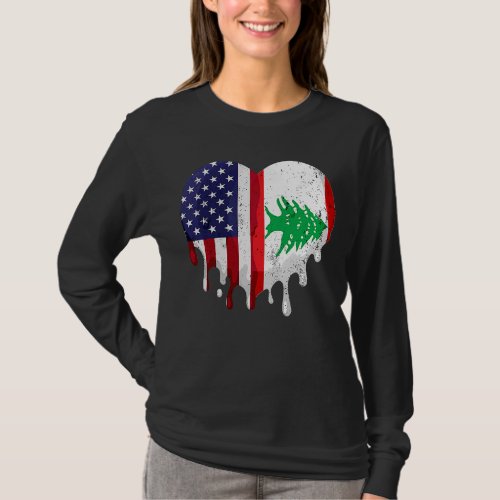 American Lebanese Heritage Month Lebanon Flag Hear T_Shirt
