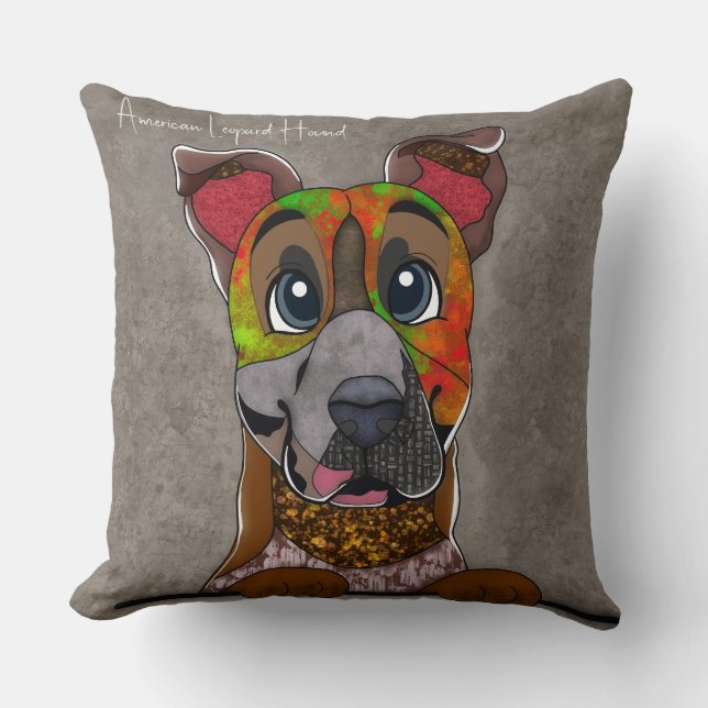 American Leopard Hound hand-painted  Throw Pillow (Front)