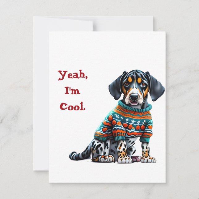 American Leopard Hound Ugly Sweater Christmas Card (Front)