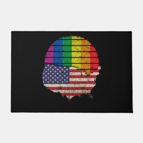 American LGBT Pride Rainbow American Flag Doormat