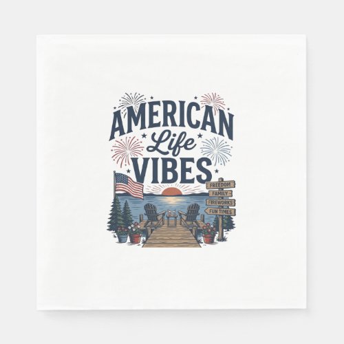 American Life Vibes Patriotic Lake Vector Shirt_1 Napkins