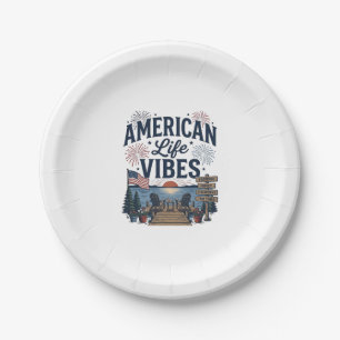 American Life Vibes Patriotic Lake Vector Shirt_1 Paper Plates