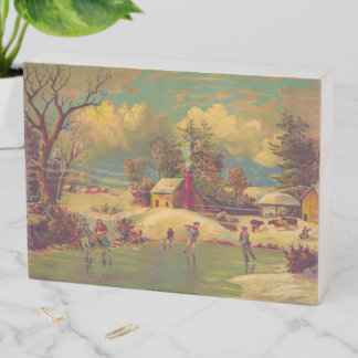 American Life Winter Wooden Box Sign