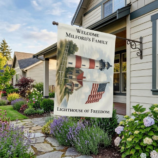 American Lighthouse Of Freedom Welcome Family Name House Flag