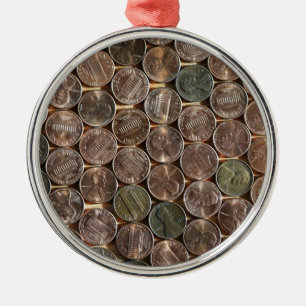 American Lincoln Pennies Texture Metal Ornament