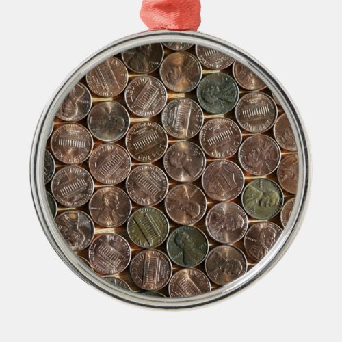 American Lincoln Pennies Texture Metal Ornament