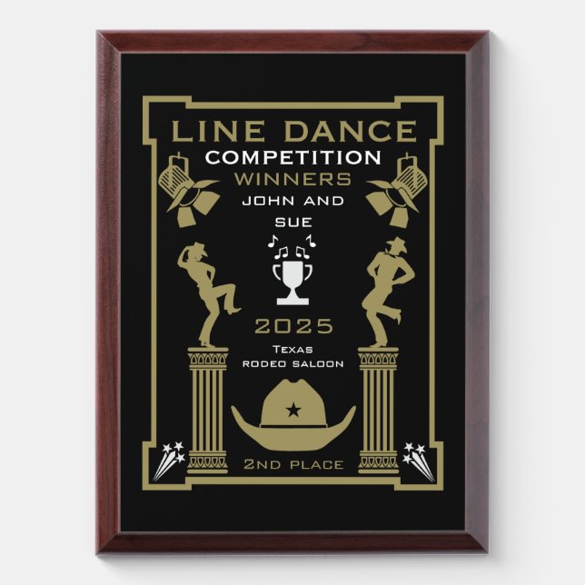 American Line Dancing Competition Award Plaque (Vertical)