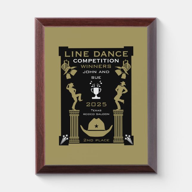 American Line Dancing Competition Award Plaque (Vertical)