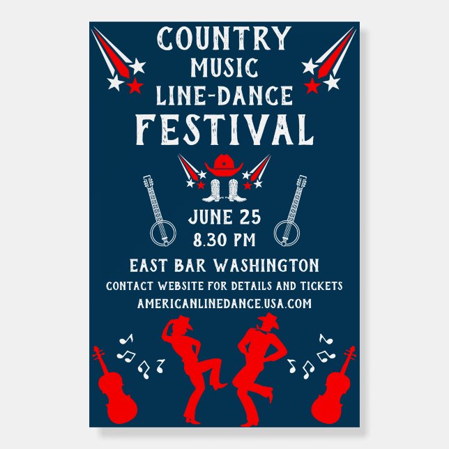 American Line Dancing Festival And Party Foam Board (Front)