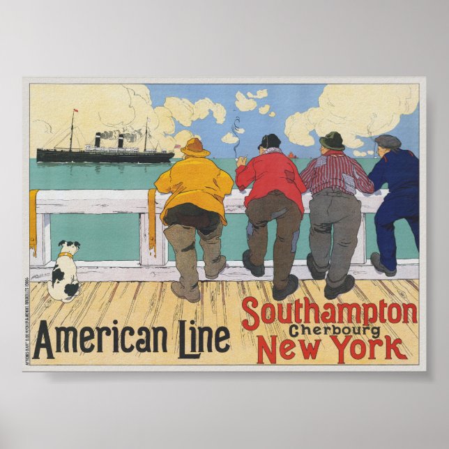 American Line. New York Vintage Poster 1910 (Front)