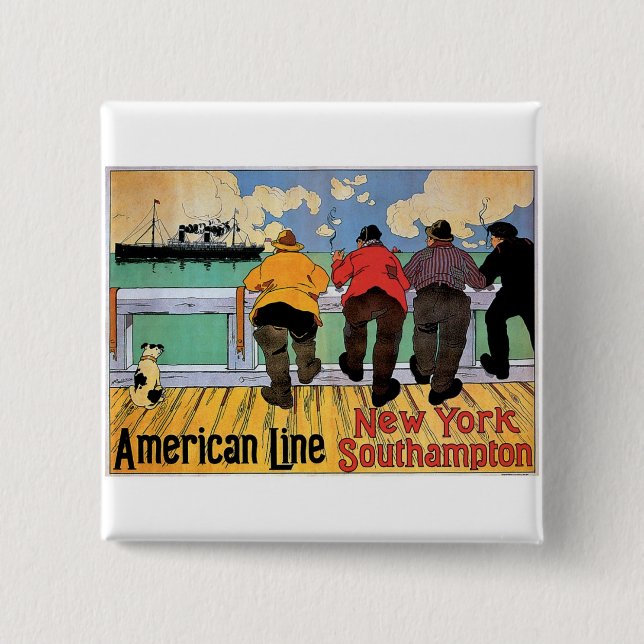 American Line Poster Pinback Button (Front)