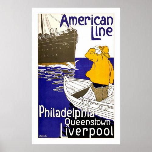 American Line Vintage Travel Poster