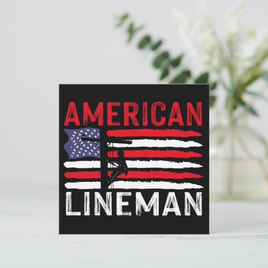 American Lineman Electric Cable Patriotic USA Flag (Standing Front)