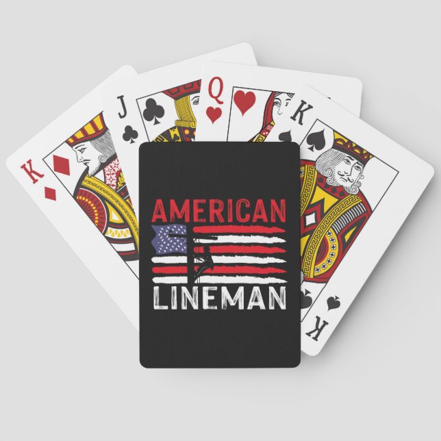 American Lineman Electric Cable Patriotic USA Flag Poker Cards (Back)