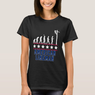 American Lineman Evolution Patriotic Power Cable W T-Shirt