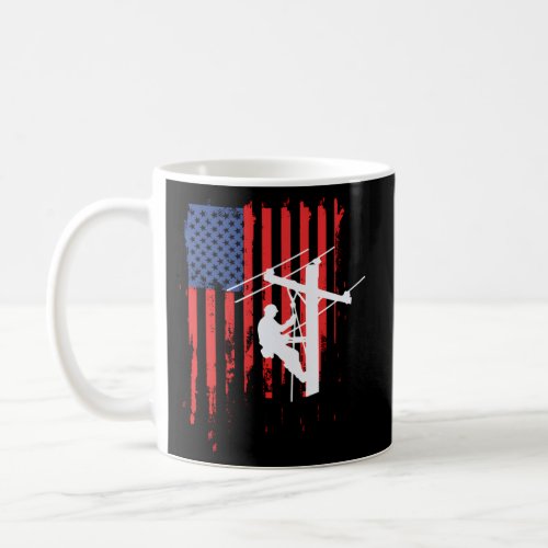 American Lineman Flag Cable Line Coffee Mug