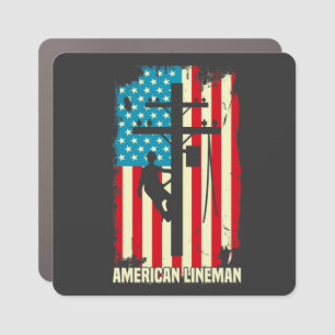 American Lineman Flag Electric Cable Car Magnet