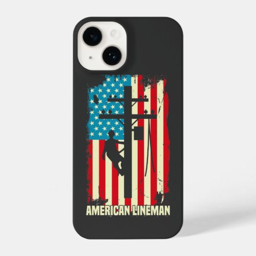  American Lineman Flag Electric Cable iPhone 14 Case