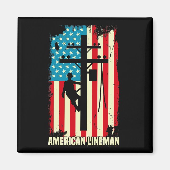  American Lineman Flag Electric Cable Magnet (Front)