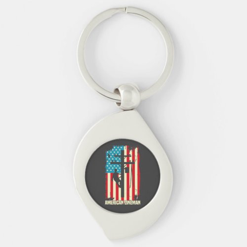  American Lineman Flag Electric Cable Patriot   Keychain