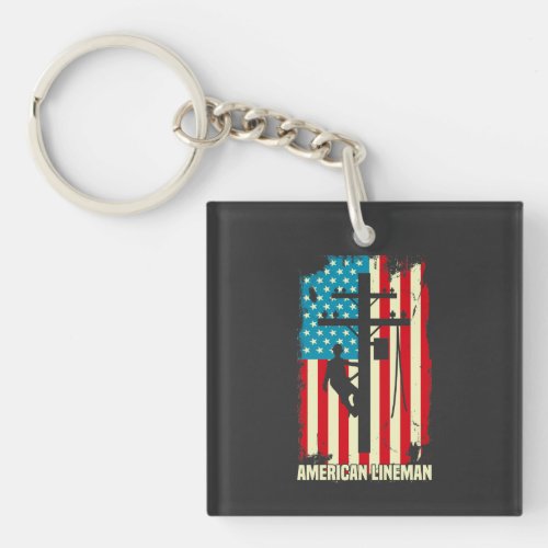  American Lineman Flag Electric Cable Patriot    Keychain