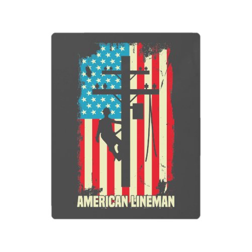  American Lineman Flag Electric Cable Patriot   Metal Print