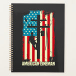 American Lineman Flag Electric Cable Planner<br><div class="desc">Patriotic American Lineman artwork featuring the american flag and a working lineman. Great gift idea for every american lineman on Birthday or Christmas.</div>