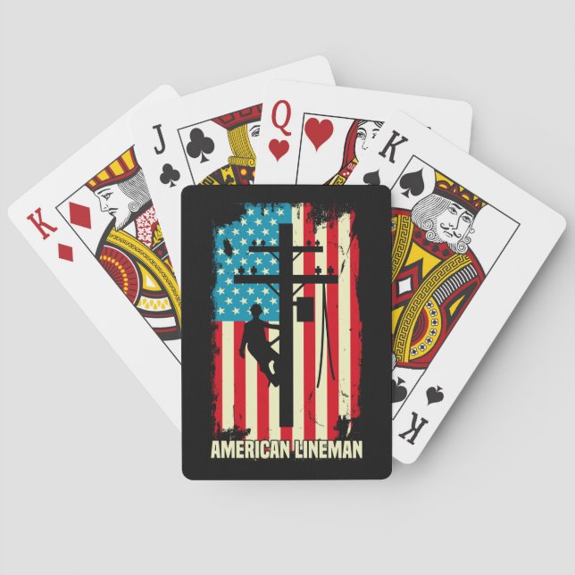  American Lineman Flag Electric Cable Poker Cards (Back)