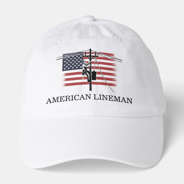 American Lineman Flag – Electrician & Utility Work Hat (Front)